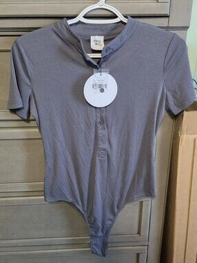 Princess Polly Grey Henley Bodysuit